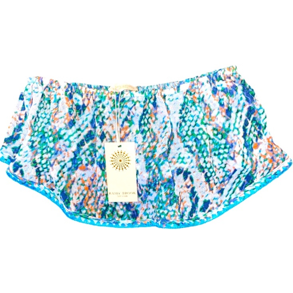 🐍 Ramey Brook strapless turquoise snake print top